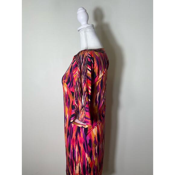 Trina Turk Multicolored Cold Shoulder Half Sleeve Knee Length Dress Sz 4 - Picture 2 of 4